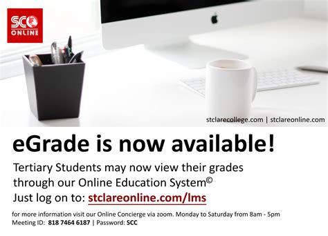 lms st clare|eGrade is now available! Tertiary .